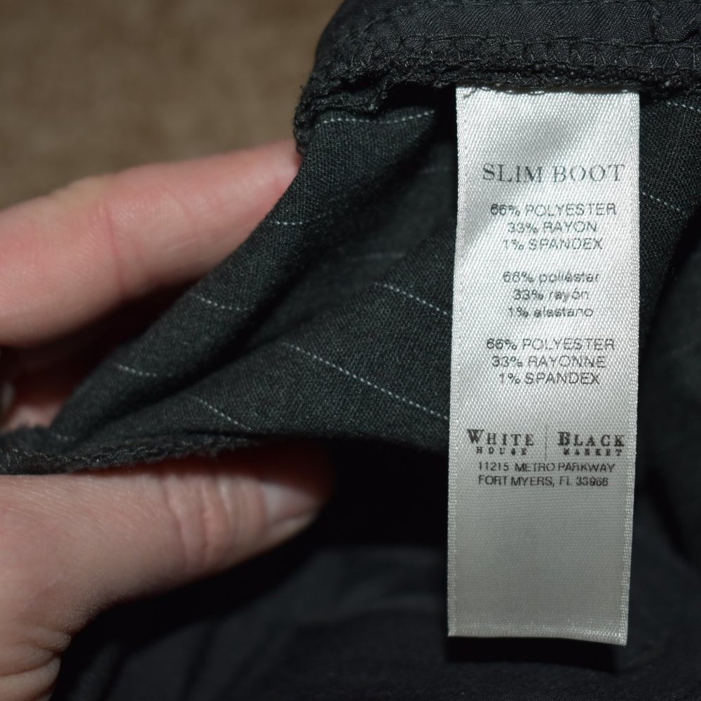 White House Black Market Women's Slim Boot Pinstripe Pants Size 8 Charcoal Gray - Picture 9 of 9